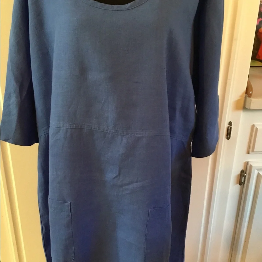 NWOT Flax Blue linen dress L - Picture 3 of 7